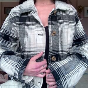 Ardene Wool Blend Fleece Lined Plaid Shacket